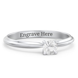 1/4 ct. Round Gemstone Engagement Ring with Ridged Band