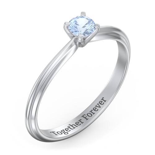 1/4 ct. Round Gemstone Engagement Ring with Ridged Band