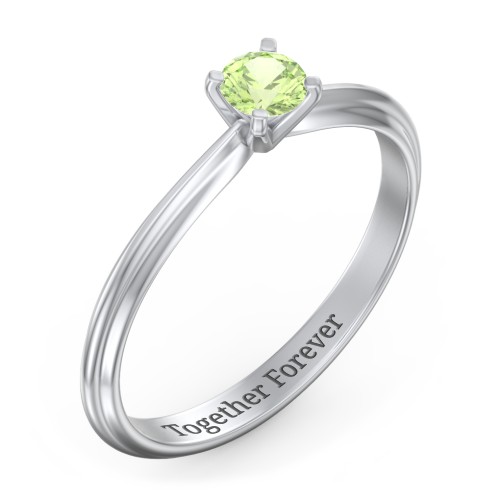 1/4 ct. Round Gemstone Engagement Ring with Ridged Band