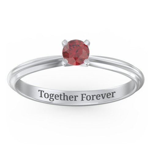 1/4 ct. Round Gemstone Engagement Ring with Ridged Band