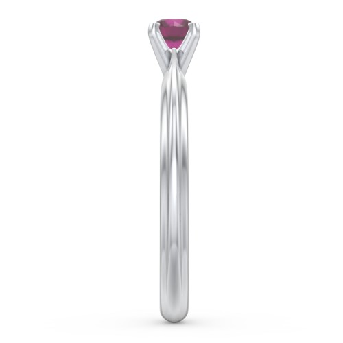 1/4 ct. Round Gemstone Engagement Ring with Ridged Band – Sterling Silver with Ruby