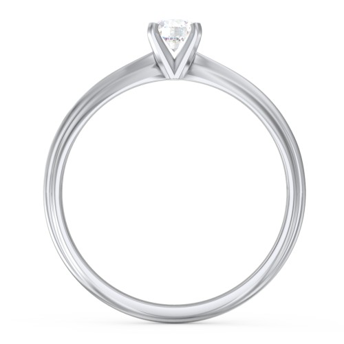 1/4 ct. Round Gemstone Engagement Ring with Ridged Band – Sterling Silver with White Sapphire