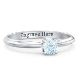 1/4 ct. Round Gemstone Peek-A-Boo Engagement Ring with Ridged Band