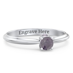1/4 ct. Round Gemstone Peek-A-Boo Engagement Ring with Ridged Band