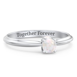 1/4 ct. Round Gemstone Peek-A-Boo Engagement Ring with Ridged Band
