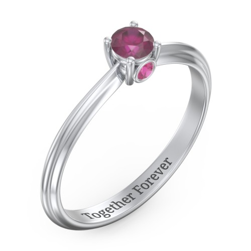 1/4 ct. Round Gemstone Peek-A-Boo Engagement Ring with Ridged Band