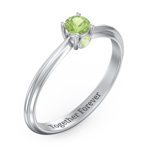 1/4 ct. Round Gemstone Peek-A-Boo Engagement Ring with Ridged Band