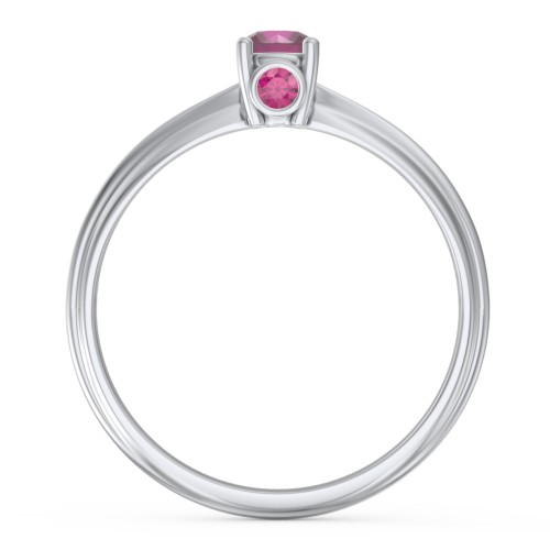 1/4 ct. Round Gemstone Peek-A-Boo Engagement Ring with Ridged Band