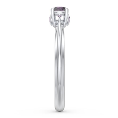 1/4 ct. Round Gemstone Peek-A-Boo Engagement Ring with Ridged Band – Sterling Silver with Alexandrite
