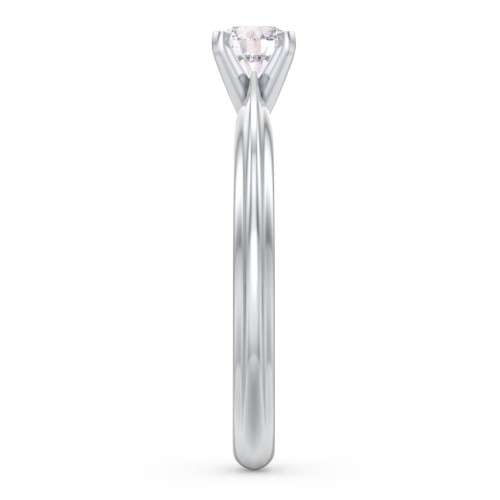 1/3 ct. Round Gemstone Engagement Ring with Ridged Band – Sterling Silver with White Premium Zirconia