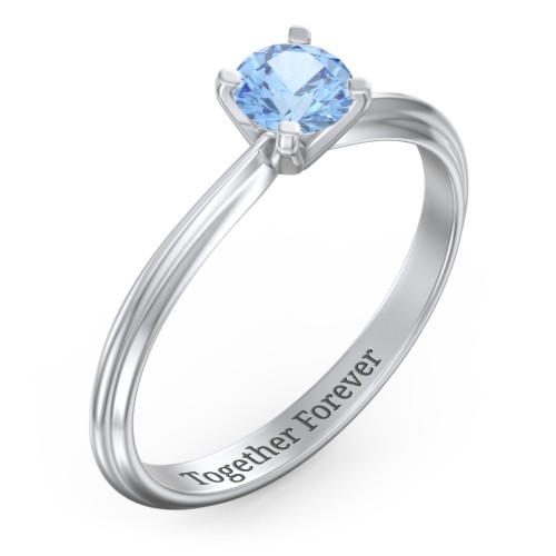 1/2 ct. Round Gemstone Engagement Ring with Ridged Band