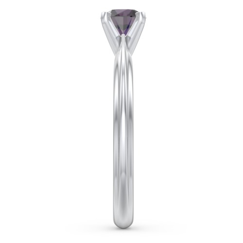 1/2 ct. Round Gemstone Engagement Ring with Ridged Band