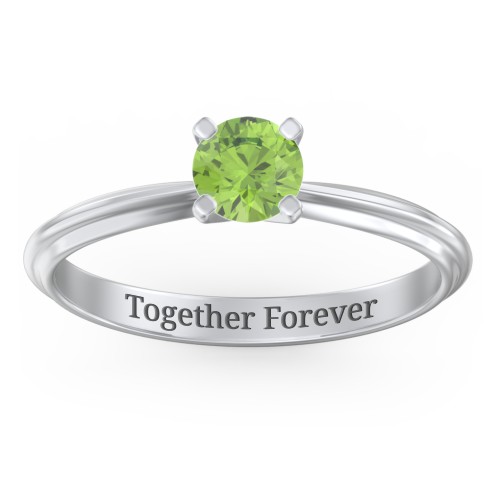 1/2 ct. Round Gemstone Engagement Ring with Ridged Band
