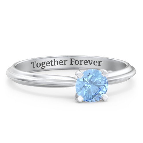 1/2 ct. Round Gemstone Engagement Ring with Ridged Band
