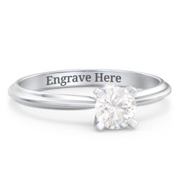 1/2 ct. Round Gemstone Peek-A-Boo Engagement Ring with Ridged Band