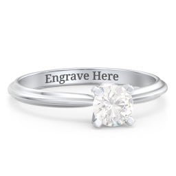 1/2 ct. Round Gemstone Peek-A-Boo Engagement Ring with Ridged Band