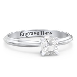1/2 ct. Round Gemstone Peek-A-Boo Engagement Ring with Ridged Band