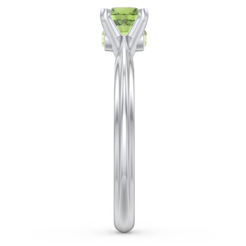 1/2 ct. Round Gemstone Peek-A-Boo Engagement Ring with Ridged Band