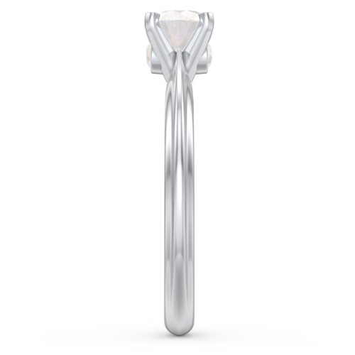 1/2 ct. Round Gemstone Peek-A-Boo Engagement Ring with Ridged Band