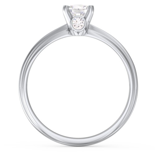 1/2 ct. Round Gemstone Peek-A-Boo Engagement Ring with Ridged Band – Sterling Silver with Cubic Zirconia
