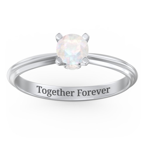 1/2 ct. Round Gemstone Peek-A-Boo Engagement Ring with Ridged Band