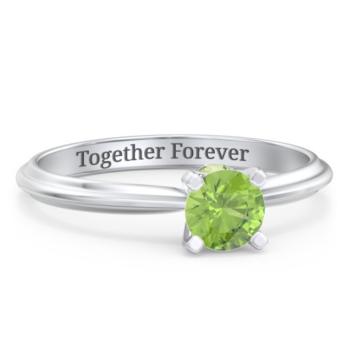 1/2 ct. Round Gemstone Peek-A-Boo Engagement Ring with Ridged Band