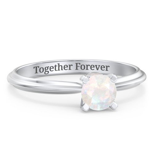 1/2 ct. Round Gemstone Peek-A-Boo Engagement Ring with Ridged Band