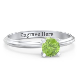 1/2 ct. Round Gemstone Peek-A-Boo Engagement Ring with Ridged Band in 925 Sterling Silver with Peridot