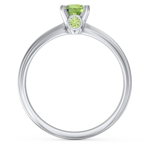 1/2 ct. Round Gemstone Peek-A-Boo Engagement Ring with Ridged Band – Sterling Silver with Peridot