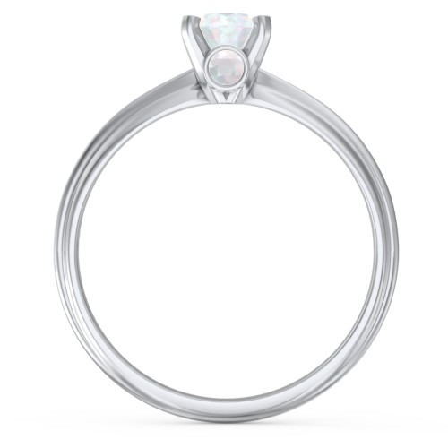 1/2 ct. Round Gemstone Peek-A-Boo Engagement Ring with Ridged Band – Sterling Silver with Opal
