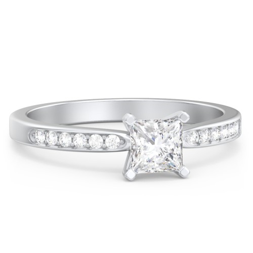 1/2 ct. Princess Gemstone Engagement Ring with Side Accent Stones