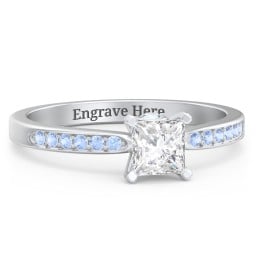 1/2 ct. Princess Gemstone Peek-A-Boo Engagement Ring with Side Accent Stones