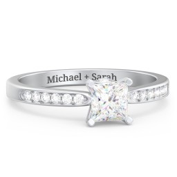 1/2 ct. Princess Gemstone Peek-A-Boo Engagement Ring with Side Accent Stones