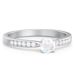 1/4 ct. Round Gemstone Engagement Ring with Side Accent Stones