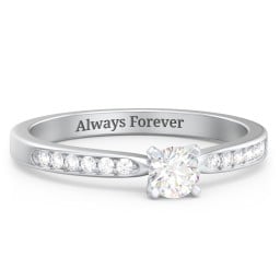 1/4 ct. Round Gemstone Engagement Ring with Side Accent Stones