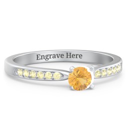 1/4 ct. Round Gemstone Engagement Ring with Side Accent Stones