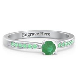 1/4 ct. Round Gemstone Engagement Ring with Side Accent Stones