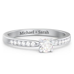 1/4 ct. Round Gemstone Engagement Ring with Side Accent Stones