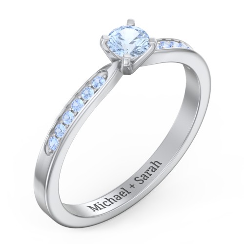 1/4 ct. Round Gemstone Engagement Ring with Side Accent Stones