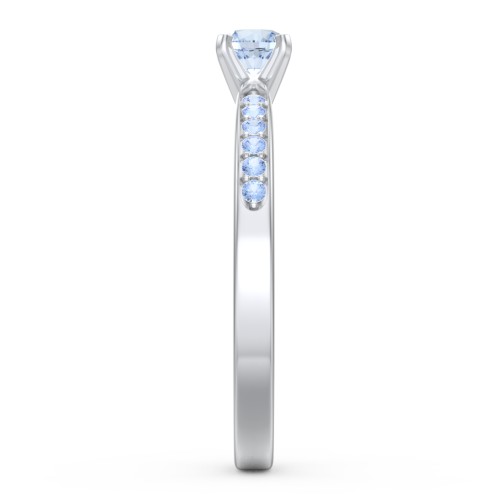 1/4 ct. Round Gemstone Engagement Ring with Side Accent Stones