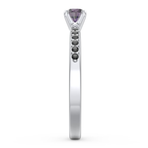 1/4 ct. Round Gemstone Engagement Ring with Side Accent Stones