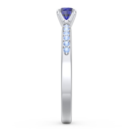 1/4 ct. Round Gemstone Engagement Ring with Side Accent Stones