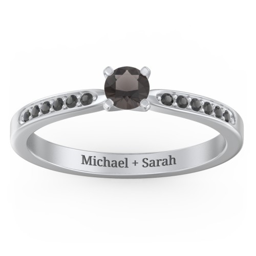 1/4 ct. Round Gemstone Engagement Ring with Side Accent Stones
