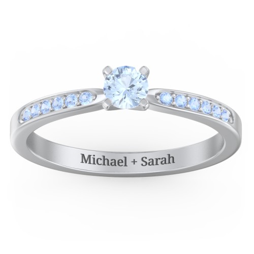 1/4 ct. Round Gemstone Engagement Ring with Side Accent Stones