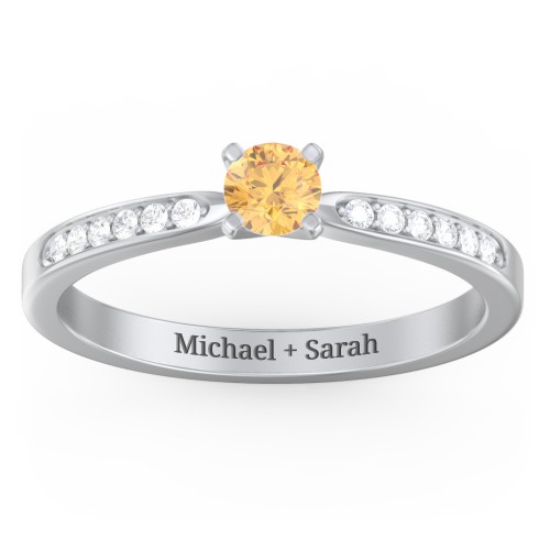 1/4 ct. Round Gemstone Engagement Ring with Side Accent Stones