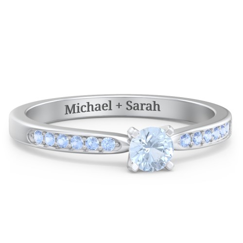 1/4 ct. Round Gemstone Engagement Ring with Side Accent Stones