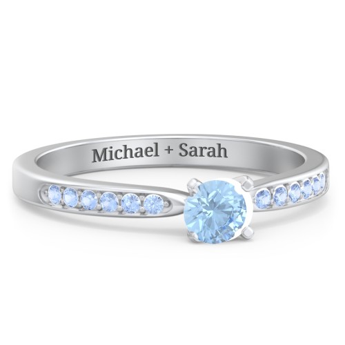1/4 ct. Round Gemstone Engagement Ring with Side Accent Stones
