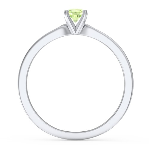 1/4 ct. Round Gemstone Engagement Ring with Side Accent Stones – Sterling Silver with Peridot and Fancy Yellow Premium Zirconia