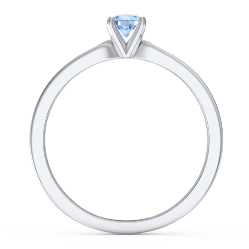1/4 ct. Round Gemstone Engagement Ring with Side Accent Stones – Sterling Silver with Blue Topaz and Fancy Blue Premium Zirconia