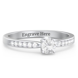 1/4 ct. Round Gemstone Peek-A-Boo Engagement Ring with Side Accent Stones